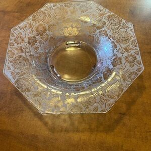 Floral Clear Glass Serving Bowl